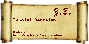 Zabolai Bertalan névjegykártya